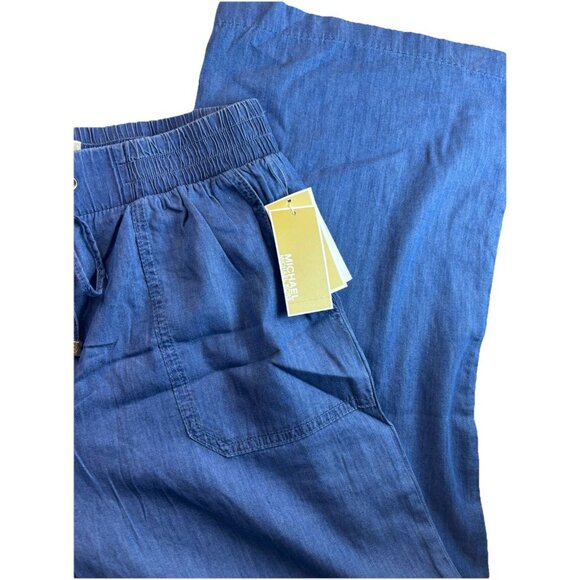 Michael Michael Kors Denim Drawstring Waist & Wide leg Chambray Pants, Sz Med - Picture 4 of 7